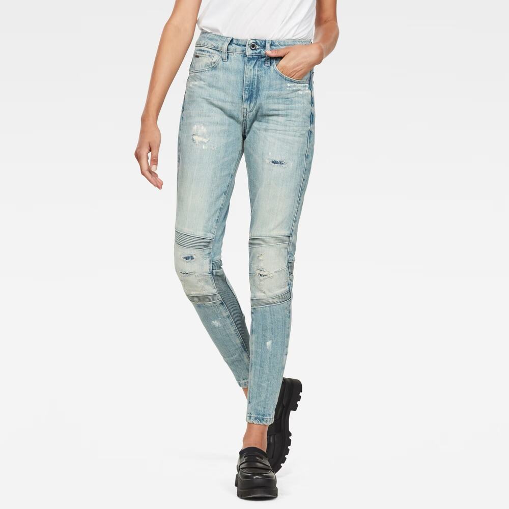 G-Star Raw Motac Deconstructed 3D High Rise Skinny Jean Light Wash Distressed 30